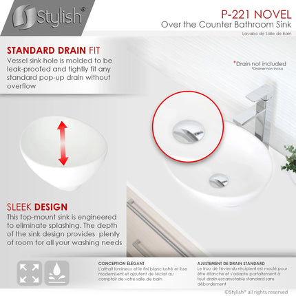 STYLISH 15 inch Oval Vessel Bathroom Sink P-221 - Plumbing Market