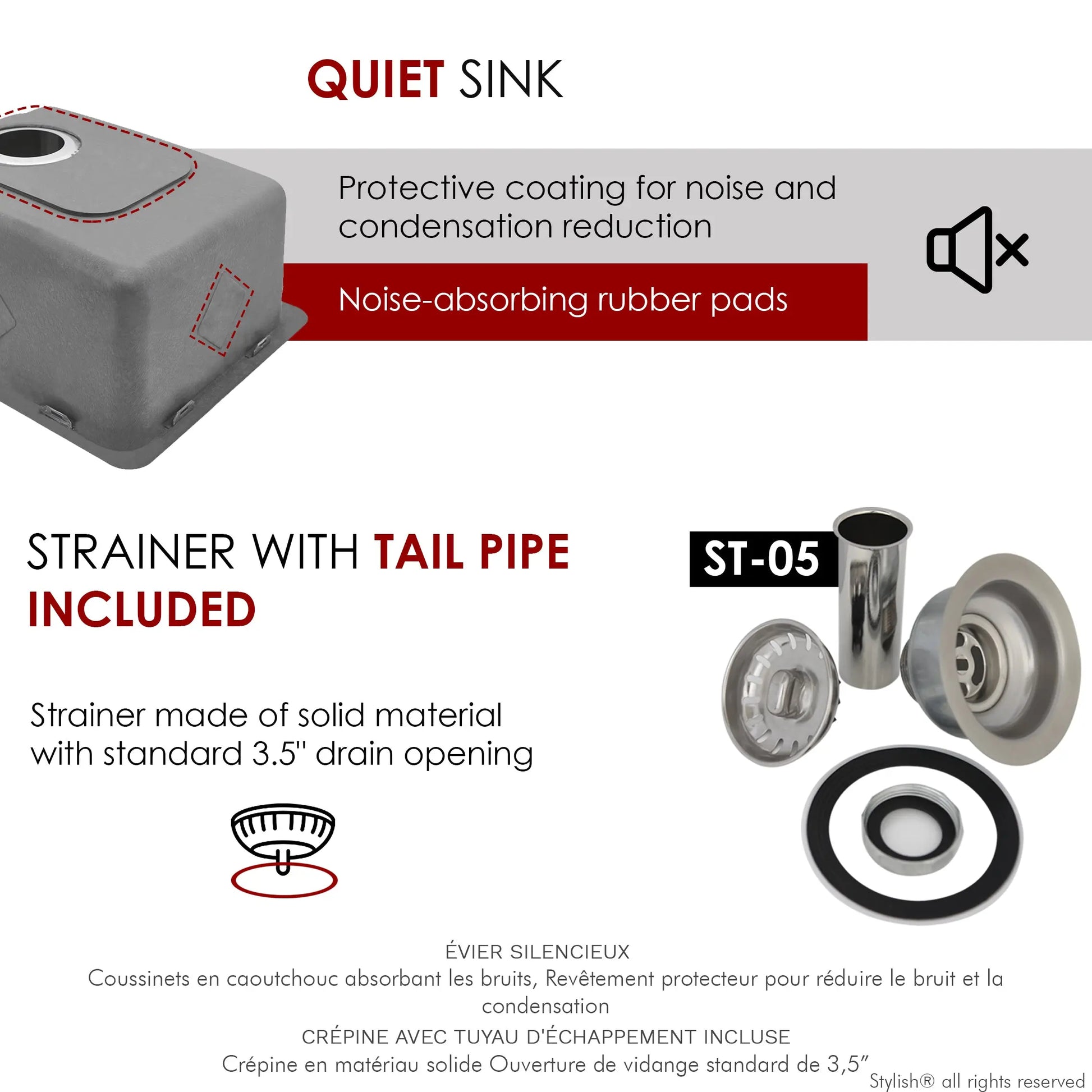 STYLISH 15 inch Single Bowl Undermount and Drop-in Stainless Steel Kitchen Sink S-405T - Plumbing Market