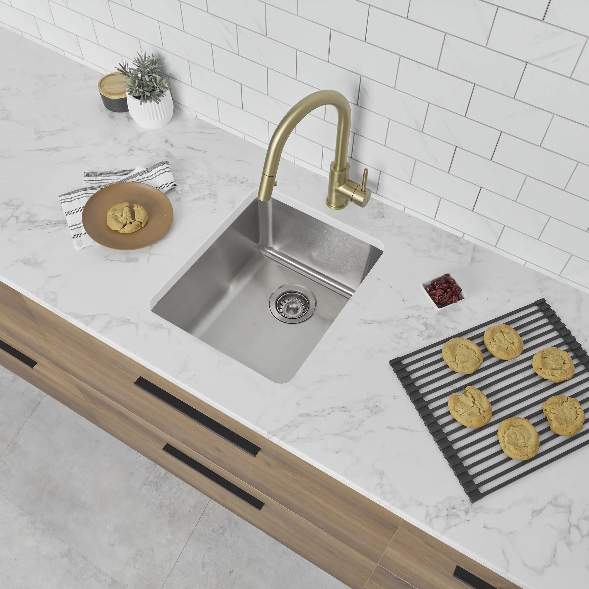 STYLISH 15 inch Single Bowl Undermount and Drop-in Stainless Steel Kitchen Sink S-405T - Plumbing Market