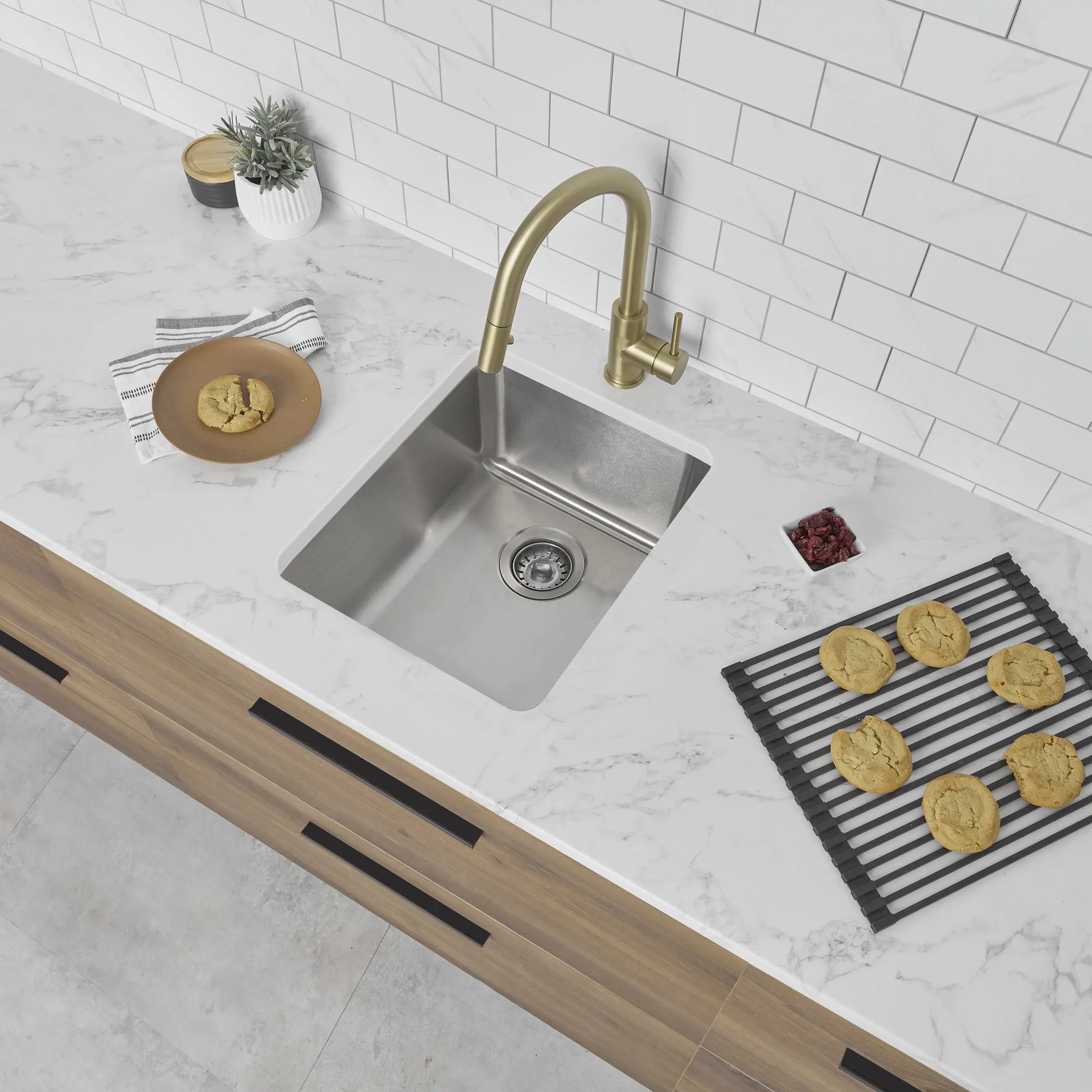 STYLISH 15 inch Single Bowl Undermount and Drop-in Stainless Steel Kitchen Sink S-405T - Plumbing Market