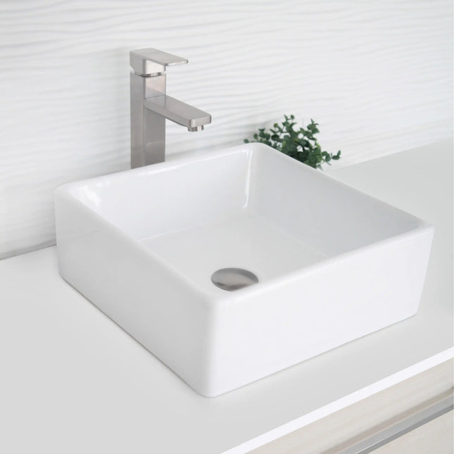 STYLISH 15 inch Square Vessel Bathroom Sink P-222 - Plumbing Market