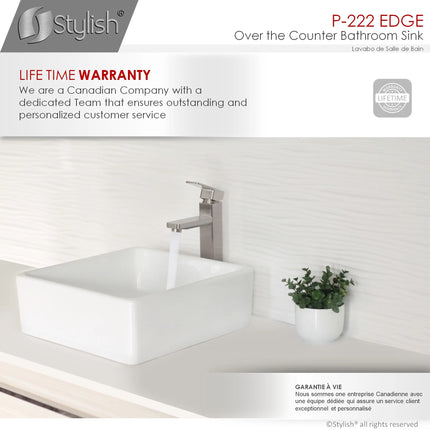 STYLISH 15 inch Square Vessel Bathroom Sink P-222 - Plumbing Market