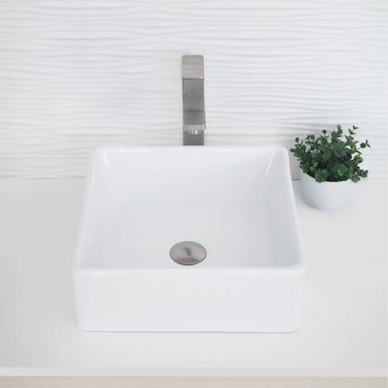 STYLISH 15 inch Square Vessel Bathroom Sink P-222 - Plumbing Market