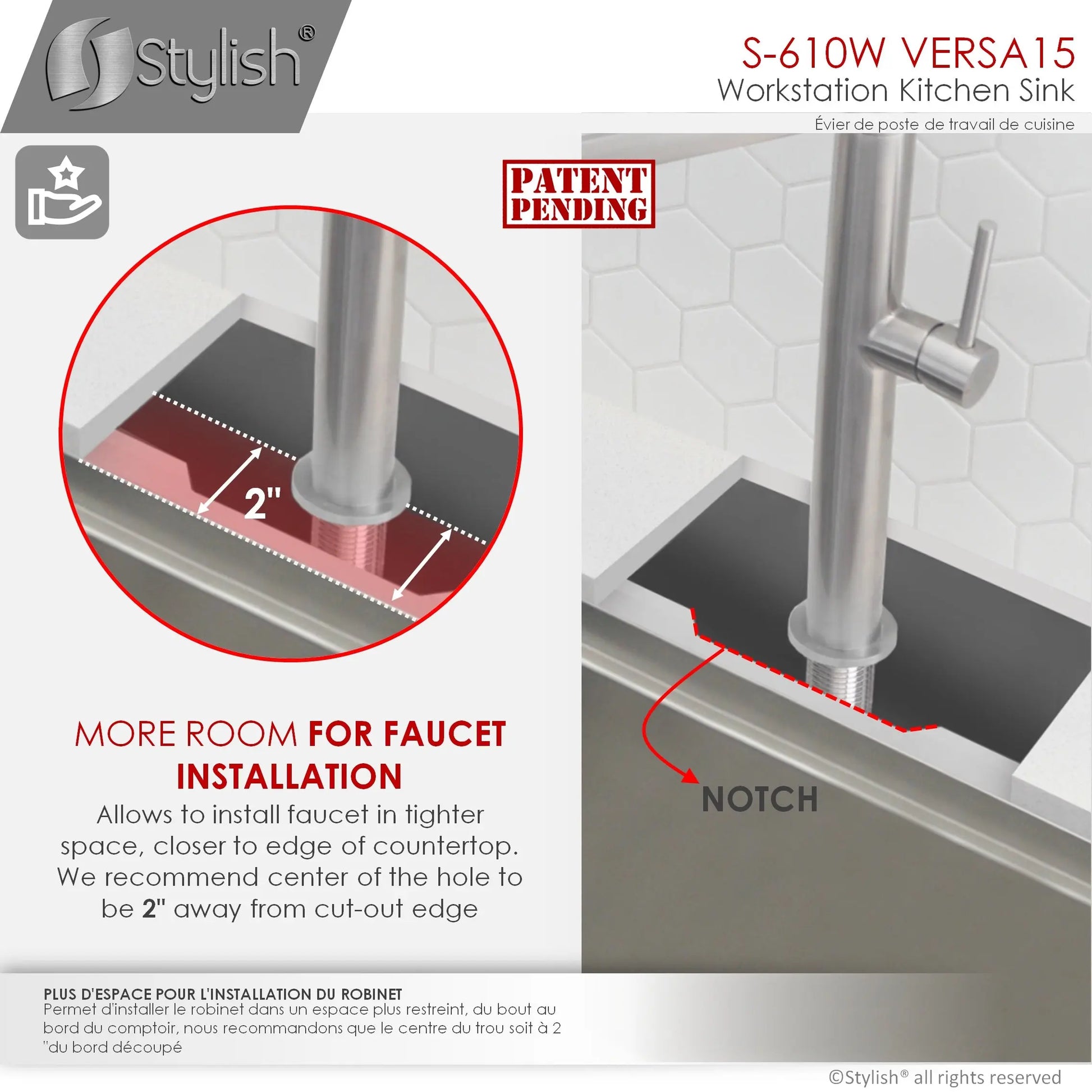 STYLISH 15 inch Workstation Single Bowl Undermount 16 Gauge Stainless Steel Kitchen Sink with Built in Accessories S-610W - Plumbing Market