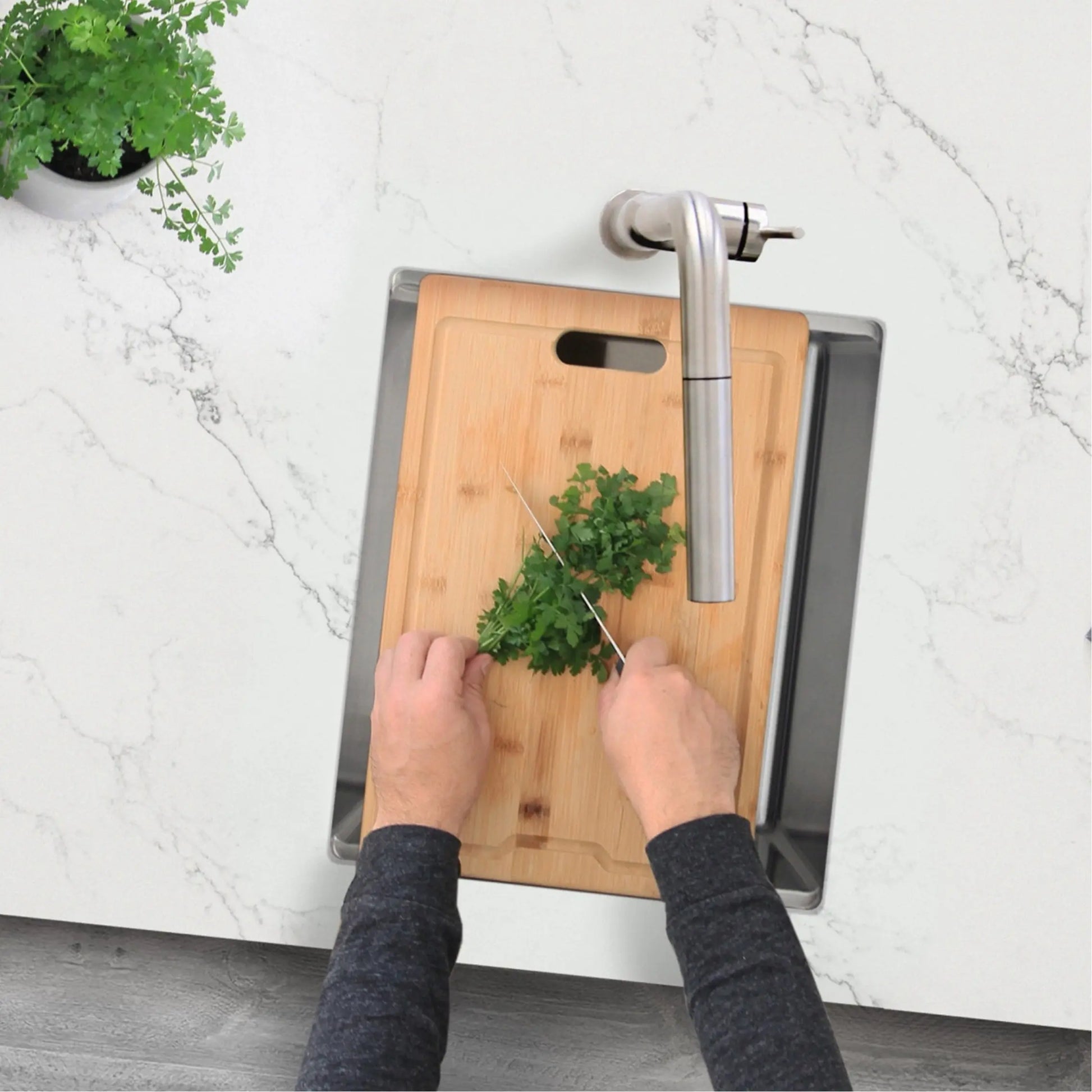 STYLISH 15 inch Workstation Single Bowl Undermount 16 Gauge Stainless Steel Kitchen Sink with Built in Accessories S-610W - Plumbing Market