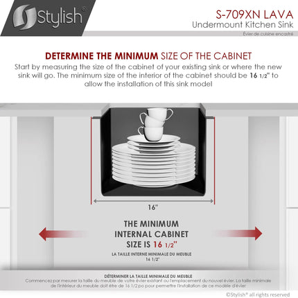 STYLISH 16 inch Graphite Single Bowl Undermount Stainless Steel Kitchen Sink S-709XN - Plumbing Market