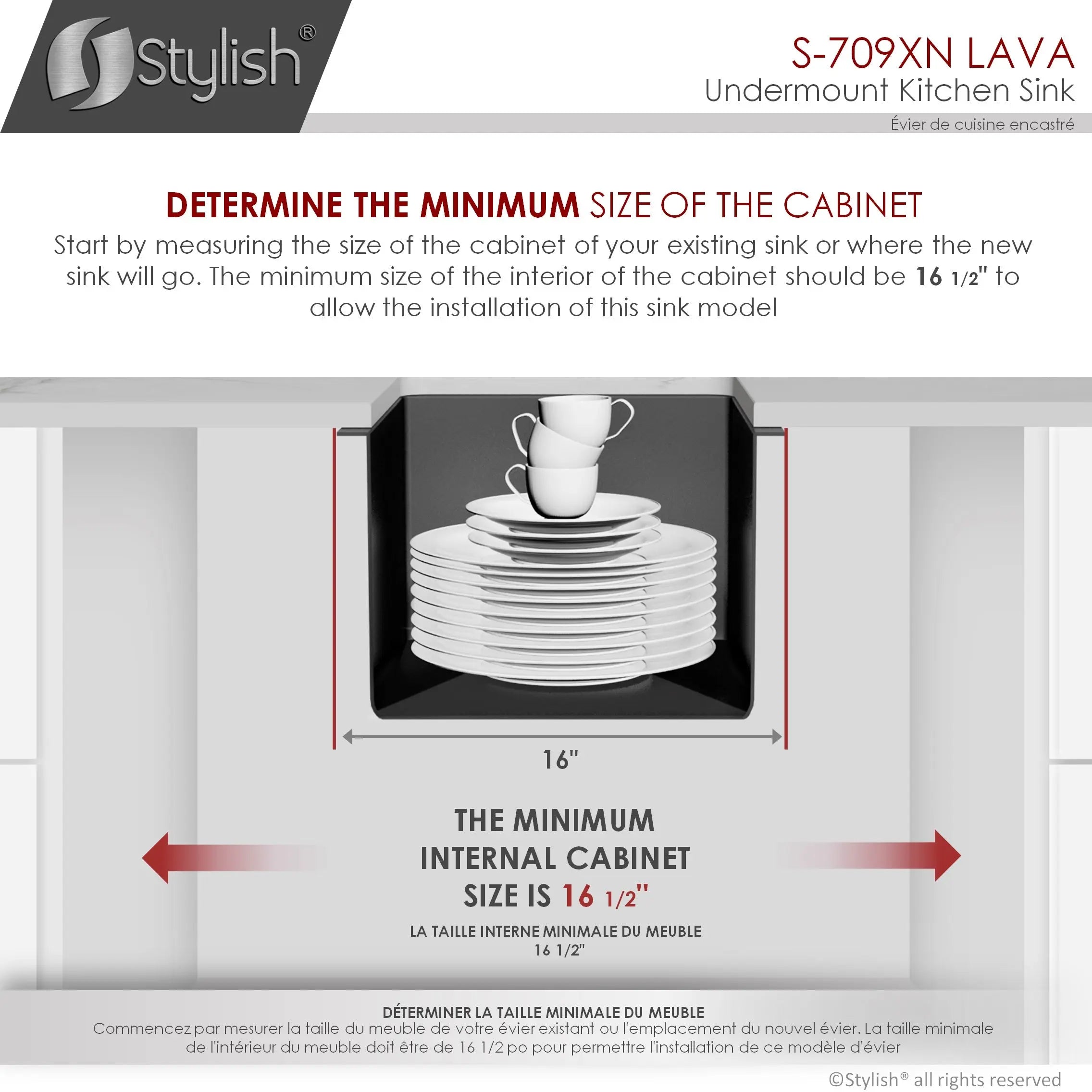 STYLISH 16 inch Graphite Single Bowl Undermount Stainless Steel Kitchen Sink S-709XN - Plumbing Market