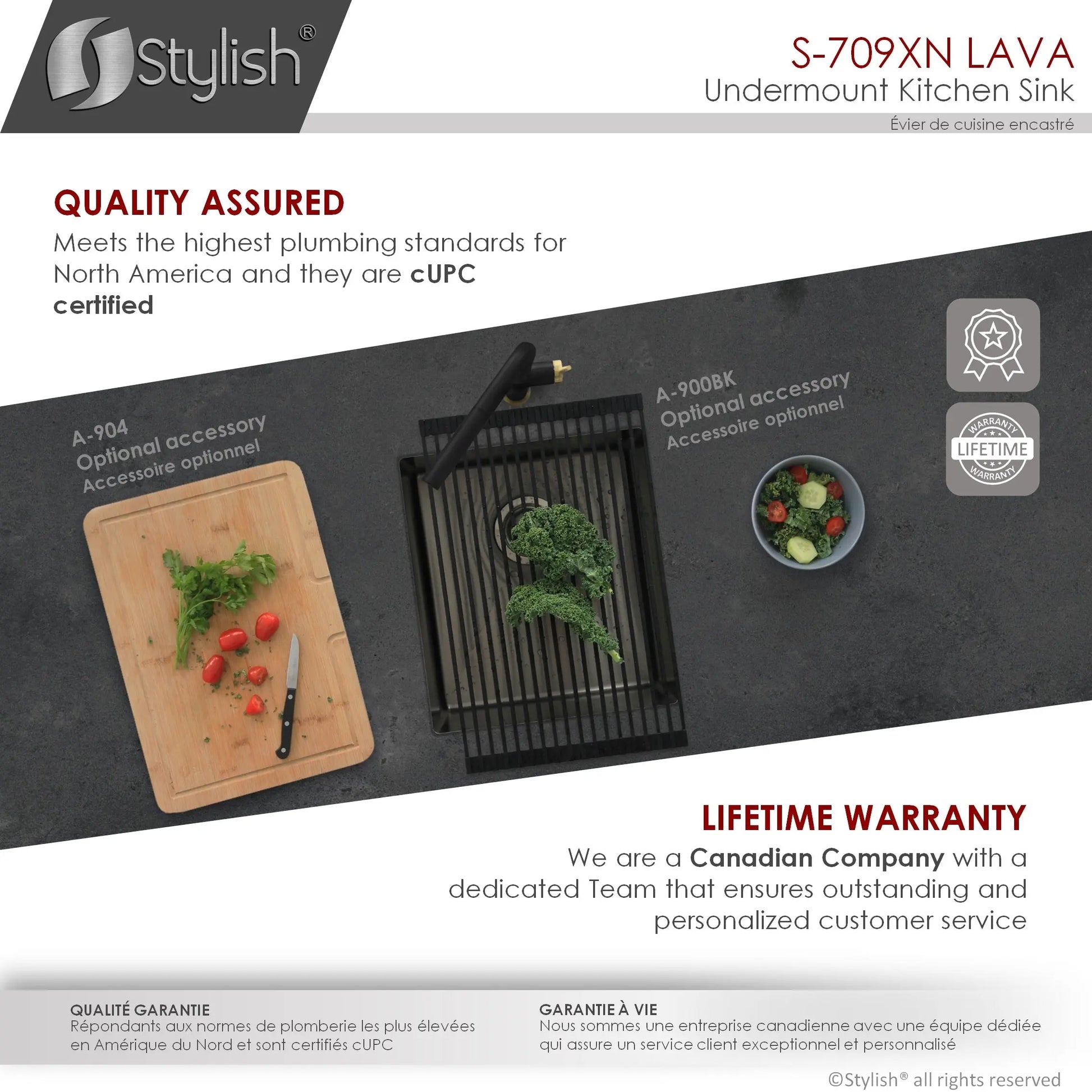 STYLISH 16 inch Graphite Single Bowl Undermount Stainless Steel Kitchen Sink S-709XN - Plumbing Market