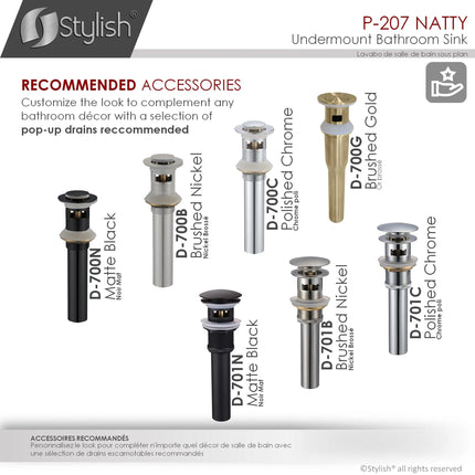 STYLISH 16 inch Round Undermount Ceramic Bathroom Sink with 2 Overflow Finishes P-207 - Plumbing Market