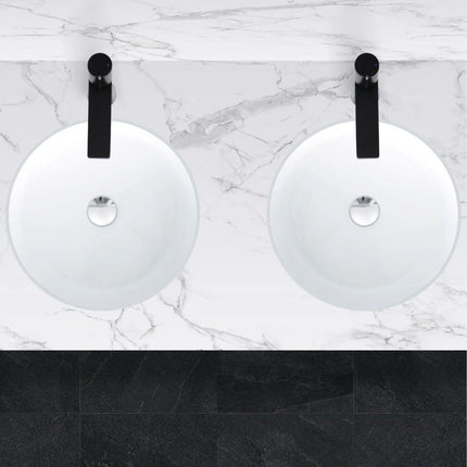 STYLISH 16 inch Round Undermount Ceramic Bathroom Sink with 2 Overflow Finishes P-207 - Plumbing Market