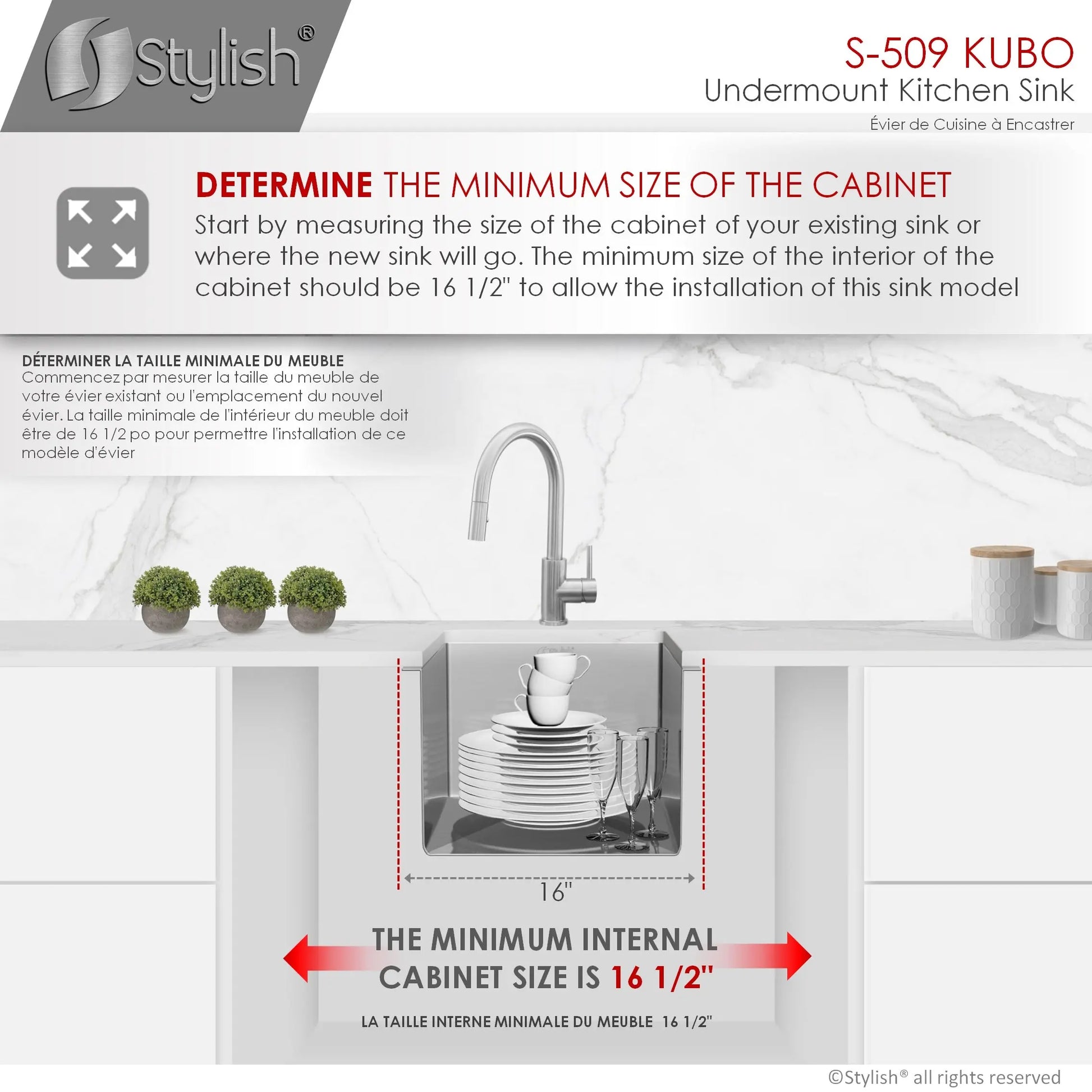 STYLISH 16 inch Single Bowl Stainless Steel Kitchen Sink with Square Strainer S-509XG - Plumbing Market