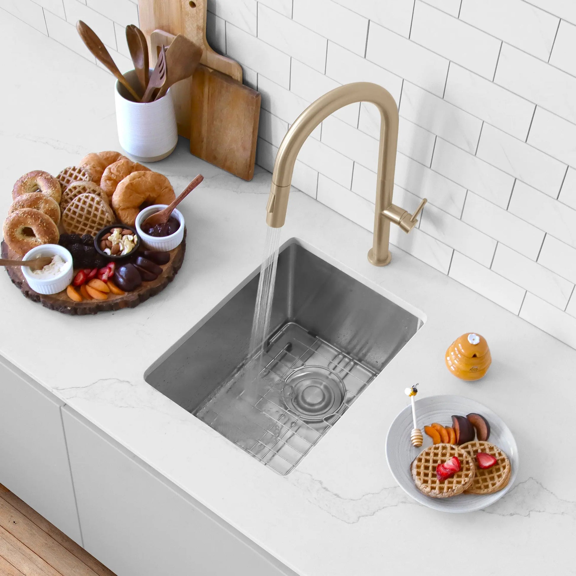 STYLISH 16 inch Single Bowl Undermount Stainless Steel Kitchen Sink Laundry S-309XG - Plumbing Market