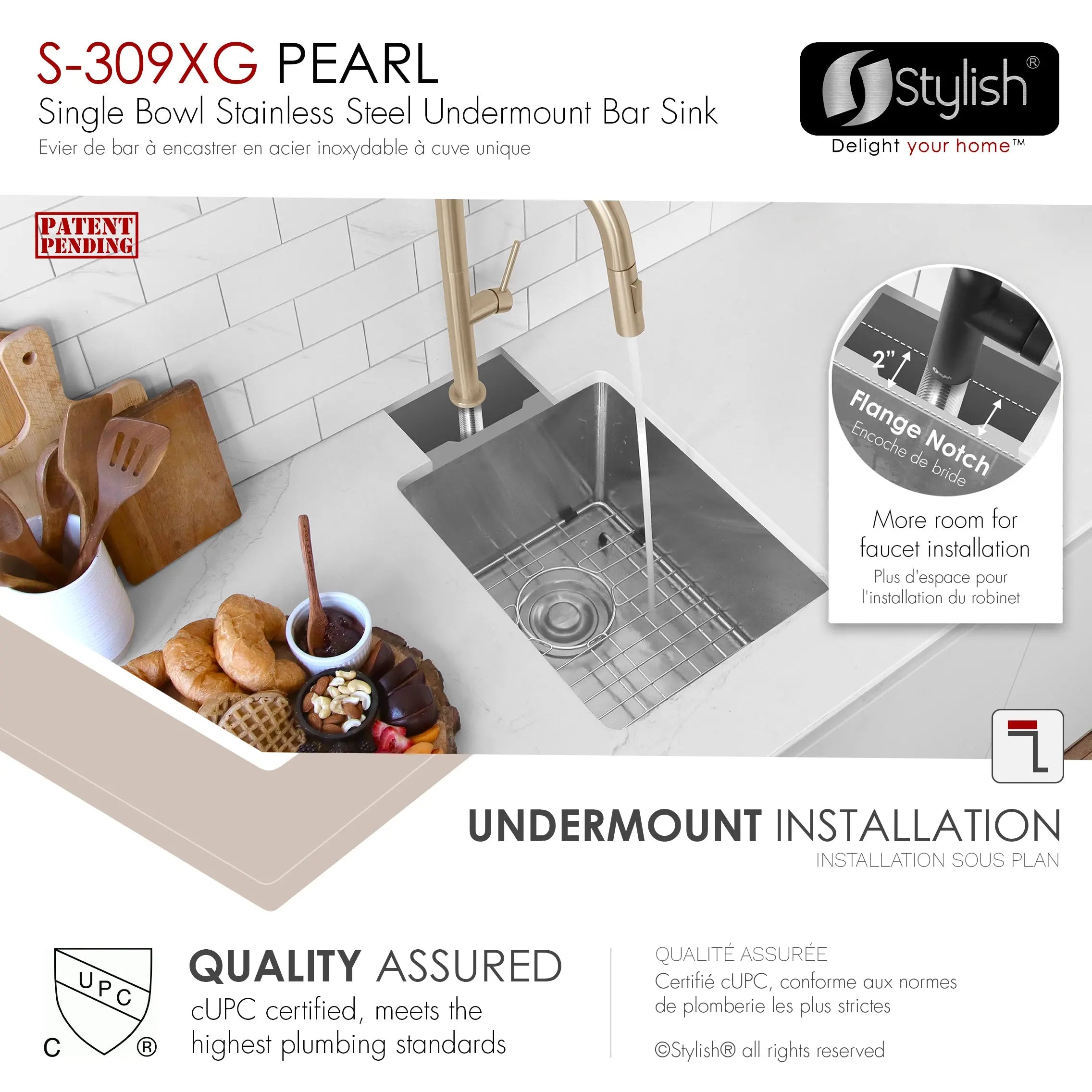 STYLISH 16 inch Single Bowl Undermount Stainless Steel Kitchen Sink Laundry S-309XG - Plumbing Market