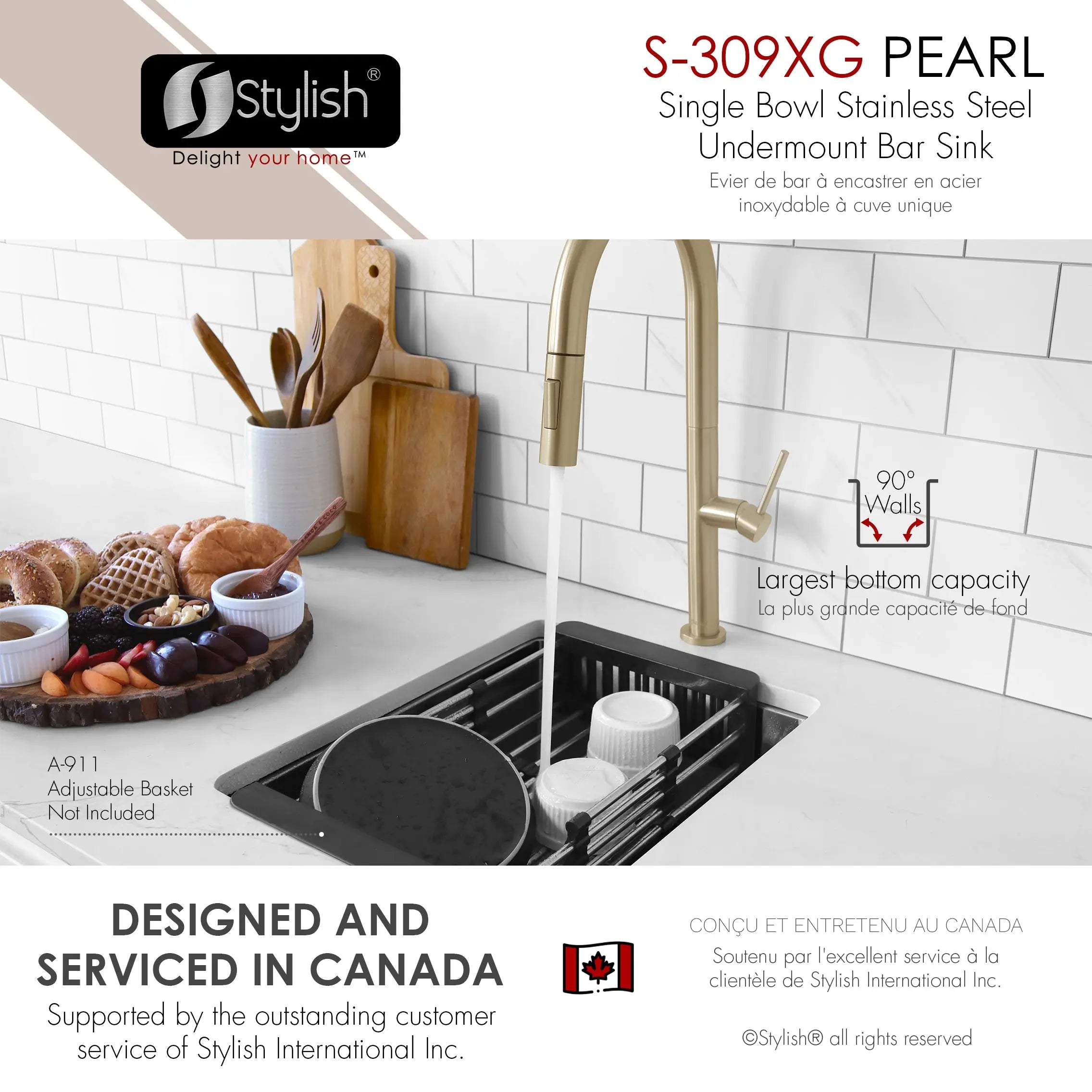 STYLISH 16 inch Single Bowl Undermount Stainless Steel Kitchen Sink Laundry S-309XG - Plumbing Market