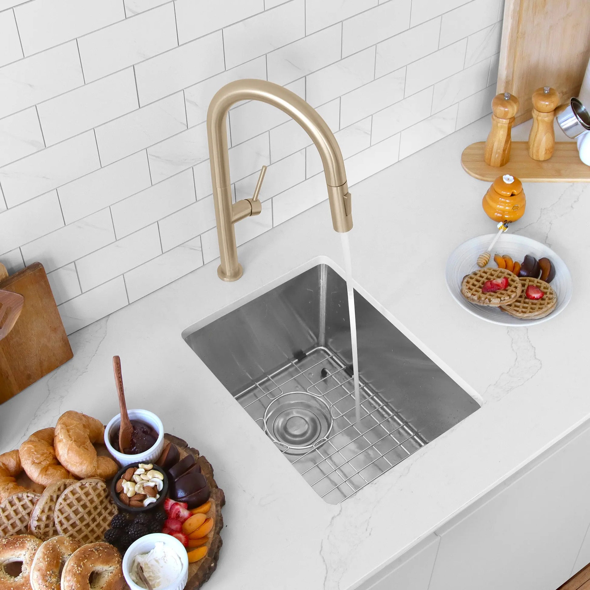 STYLISH 16 inch Single Bowl Undermount Stainless Steel Kitchen Sink Laundry S-309XG - Plumbing Market
