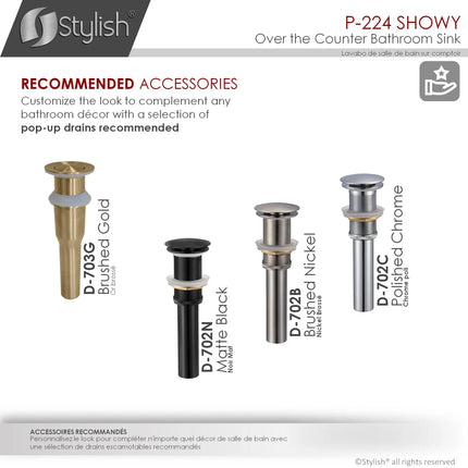 STYLISH 16 inch White Round Ceramic Vessel Bathroom Sink P-224 - Plumbing Market