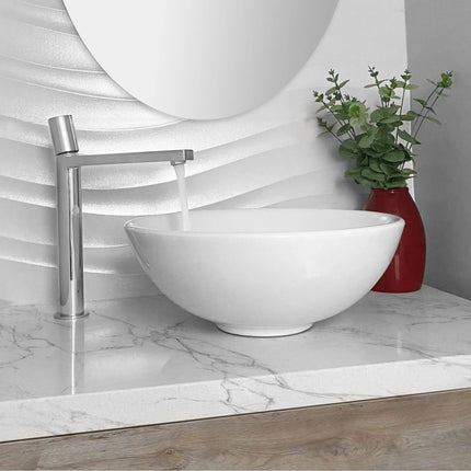 STYLISH 16 inch White Round Ceramic Vessel Bathroom Sink P-224 - Plumbing Market