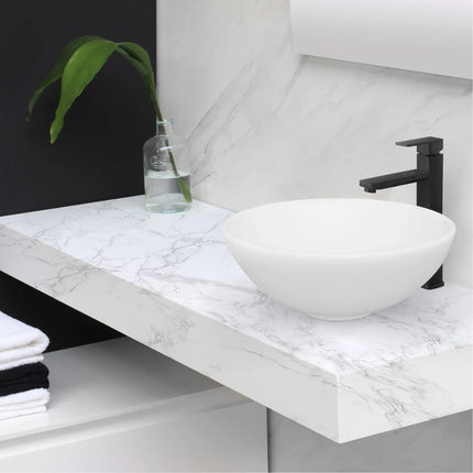 STYLISH 16 inch White Round Ceramic Vessel Bathroom Sink P-224 - Plumbing Market
