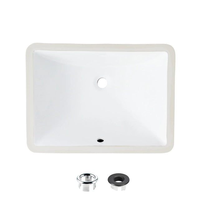 STYLISH 18 inch Rectangular Undermount Bathroom Sink with Overflow Polished Chrome P-201 - Plumbing Market