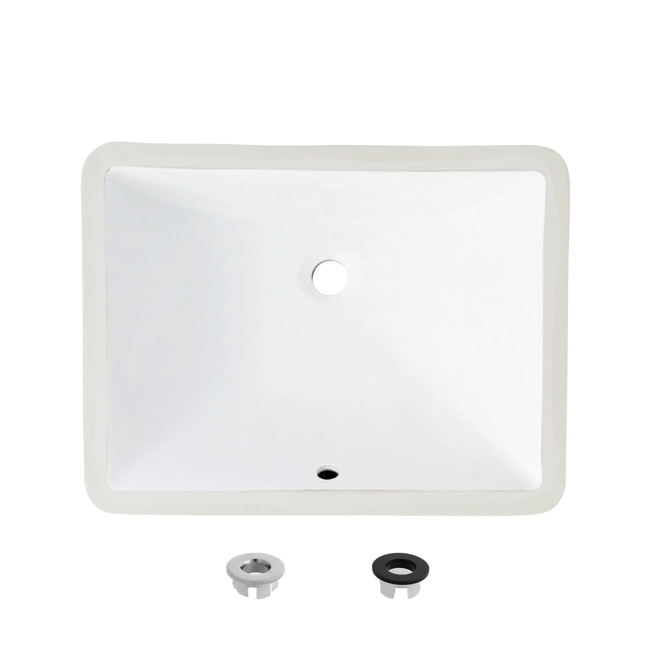 STYLISH 18 inch Rectangular Undermount Bathroom Sink with Overflow Polished Chrome P-201 - Plumbing Market