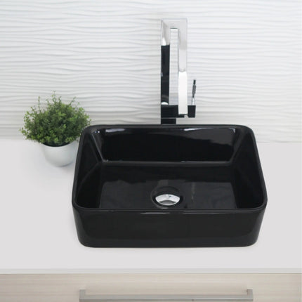 STYLISH 18 inch Rectangular Vessel Bathroom Sink Black P-223N - Plumbing Market