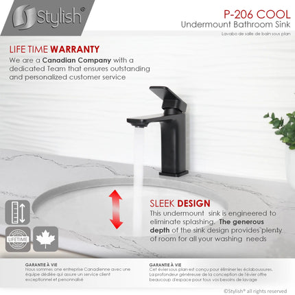 STYLISH 19 inch Oval Undermount Bathroom Sink with Overflow P-206 - Plumbing Market