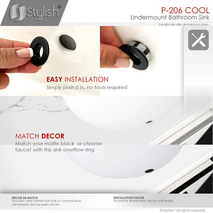 STYLISH 19 inch Oval Undermount Bathroom Sink with Overflow P-206 - Plumbing Market