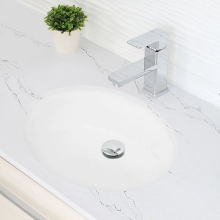STYLISH 19 inch Oval Undermount Bathroom Sink with Overflow P-206 - Plumbing Market