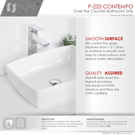 STYLISH 19 inch Rectangular Vessel Bathroom Sink P-220 - Plumbing Market