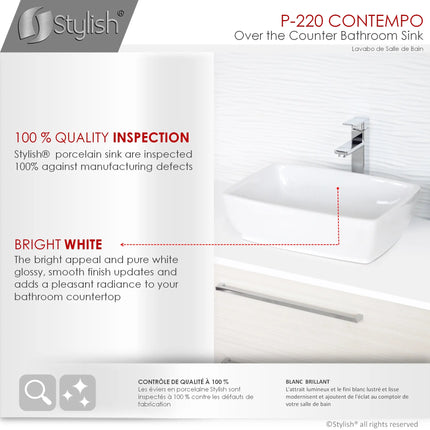 STYLISH 19 inch Rectangular Vessel Bathroom Sink P-220 - Plumbing Market