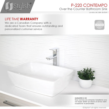 STYLISH 19 inch Rectangular Vessel Bathroom Sink P-220 - Plumbing Market