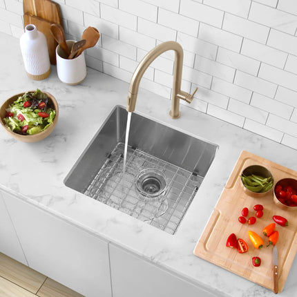 STYLISH 19 inch Single Bowl Undermount Stainless Steel Kitchen Sink Laundry S-308XG - Plumbing Market