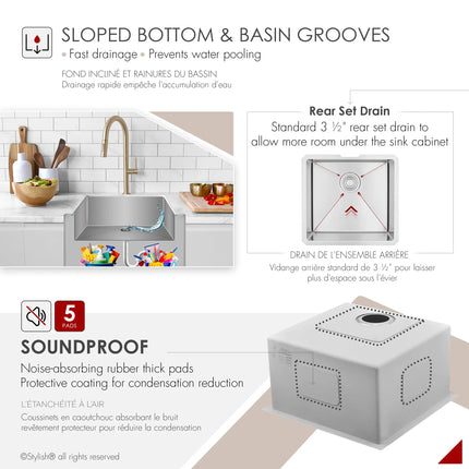 STYLISH 19 inch Single Bowl Undermount Stainless Steel Kitchen Sink Laundry S-308XG - Plumbing Market