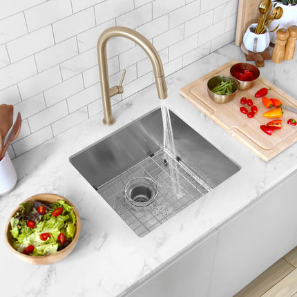 STYLISH 19 inch Single Bowl Undermount Stainless Steel Kitchen Sink Laundry S-308XG - Plumbing Market