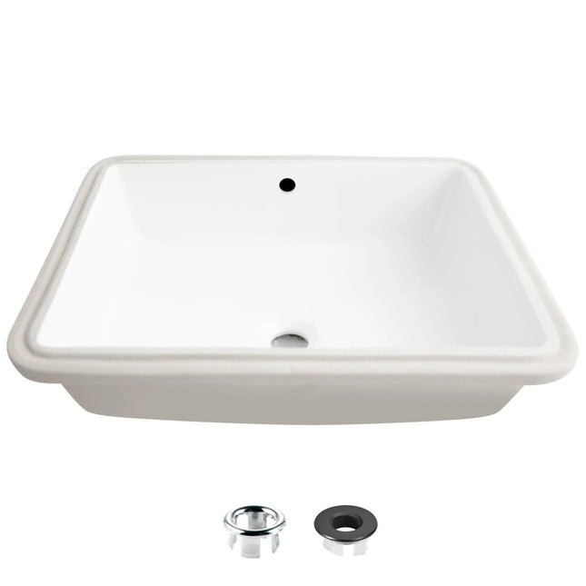 STYLISH 20 inch Rectangular Undermount Bathroom Sink with Overflow P-204 - Plumbing Market