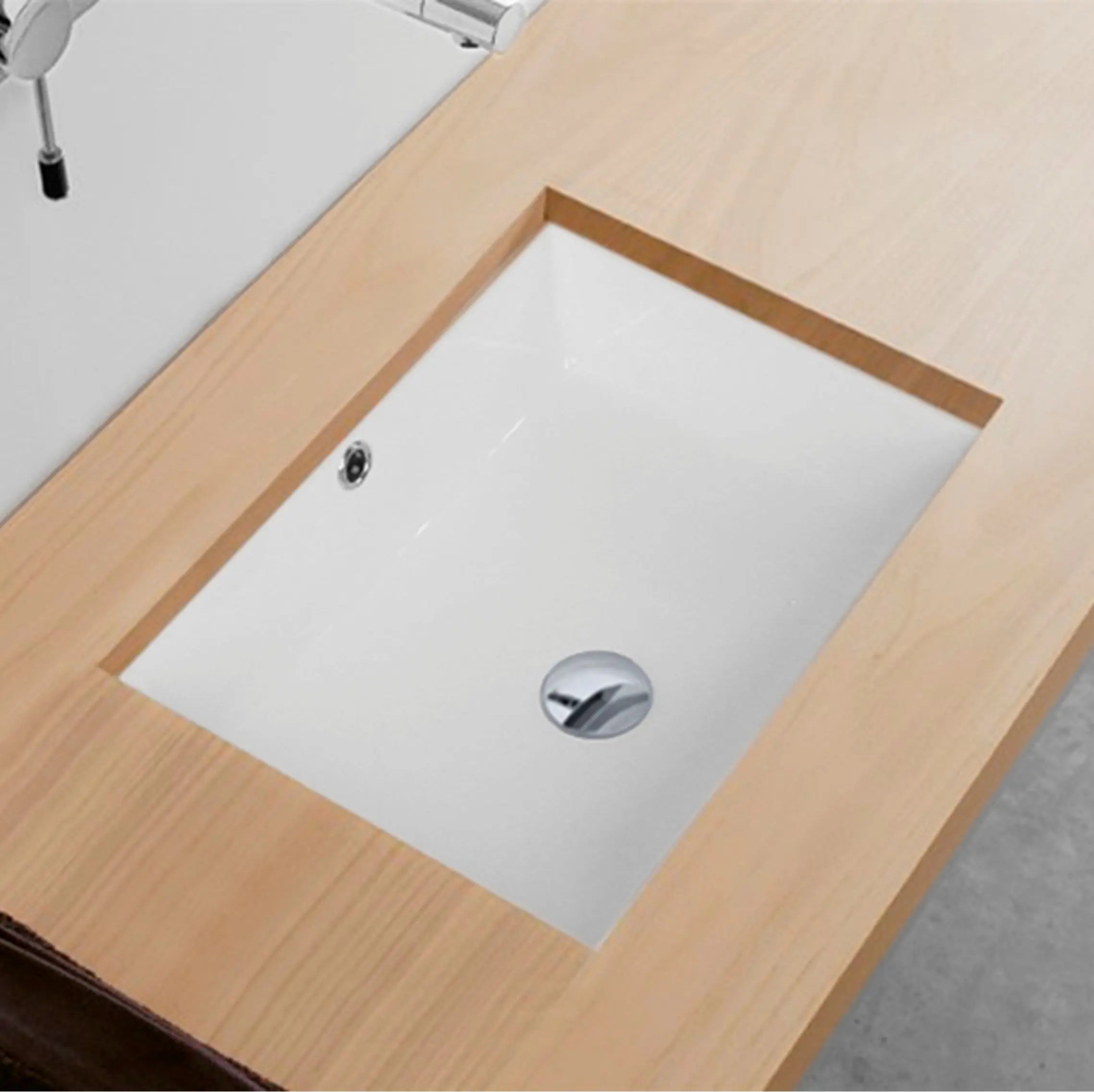 STYLISH 20 inch Rectangular Undermount Bathroom Sink with Overflow P-204 - Plumbing Market