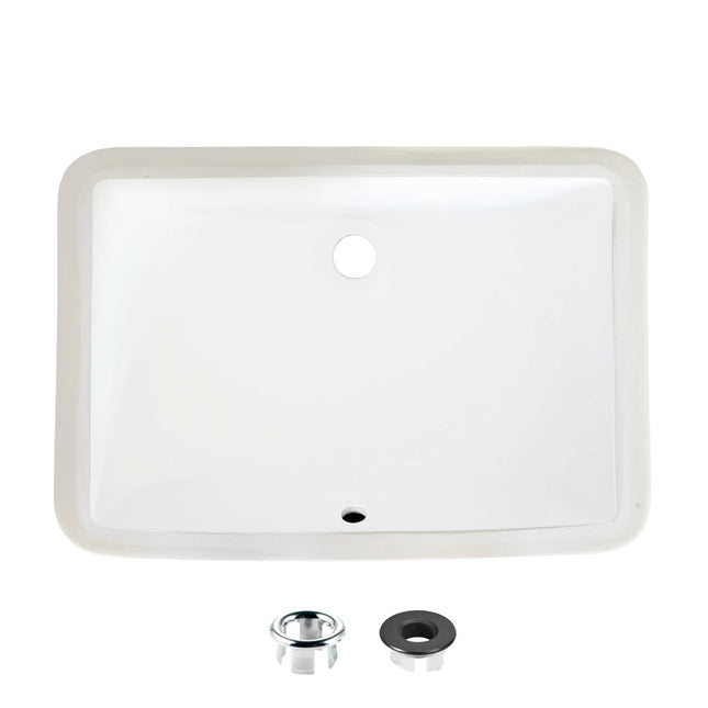 STYLISH 21 inch Rectangular Undermount Bathroom Sink with Overflow Polished Chrome P-203 - Plumbing Market