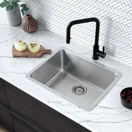 STYLISH 21 inch Single Bowl Undermount and Drop-in Stainless Steel Kitchen Sink S-408T - Plumbing Market