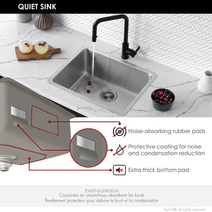 STYLISH 21 inch Single Bowl Undermount and Drop-in Stainless Steel Kitchen Sink S-408T - Plumbing Market