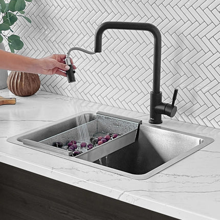 STYLISH 21 inch Single Bowl Undermount and Drop-in Stainless Steel Kitchen Sink S-408T - Plumbing Market