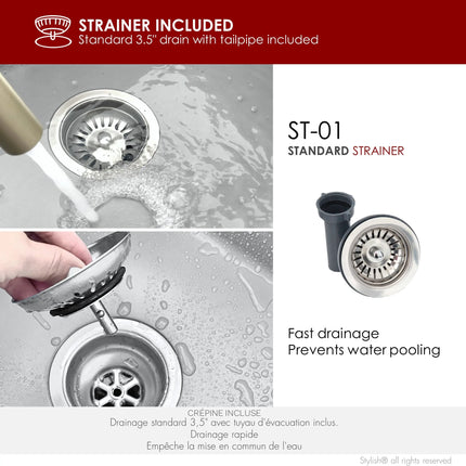STYLISH 22 inch Dual Mount Single Bowl Gray Composite Granite Kitchen Sink with Strainer S-822L - Plumbing Market