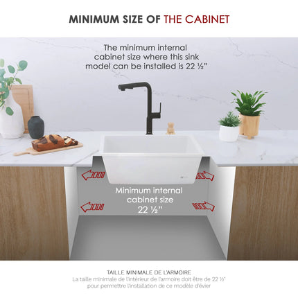 STYLISH 22 inch Dual Mount Single Bowl White Composite Granite Kitchen Sink with Strainer S-822H - Plumbing Market