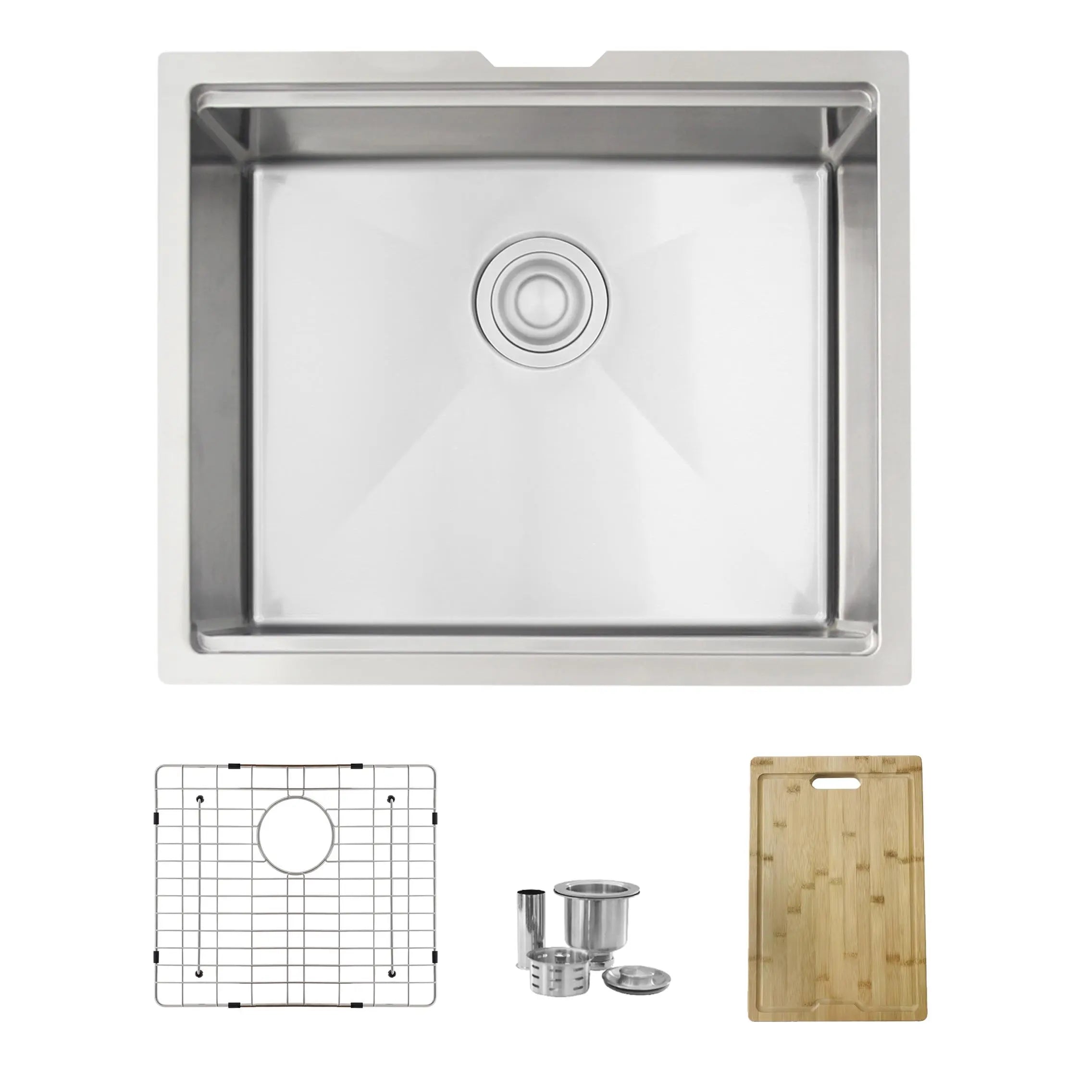 STYLISH 22 inch Workstation Single Bowl Undermount 16 Gauge Stainless Steel Kitchen Sink with Built in Accessories S-622W - Plumbing Market