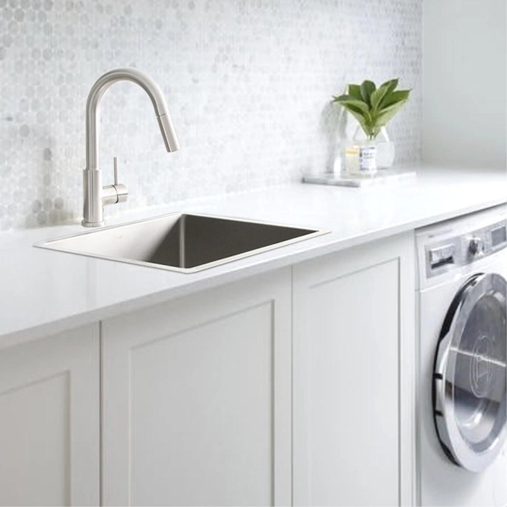 STYLISH 22 x 18 inch Single Bowl Undermount and Drop-in Stainless Steel Laundry Sink S-320T - Plumbing Market