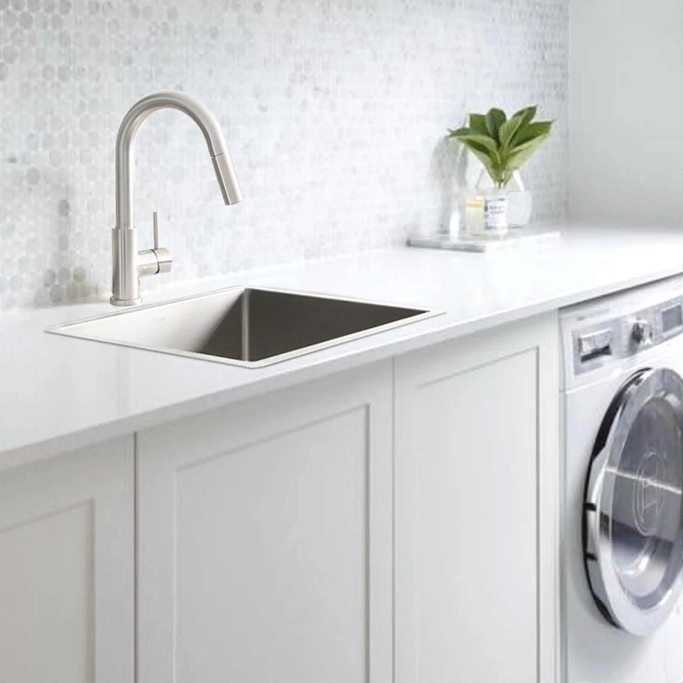STYLISH 22 x 18 inch Single Bowl Undermount and Drop-in Stainless Steel Laundry Sink S-320T - Plumbing Market