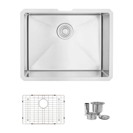 STYLISH 23 inch Single Bowl Undermount Stainless Steel Kitchen Sink S-307XG - Plumbing Market