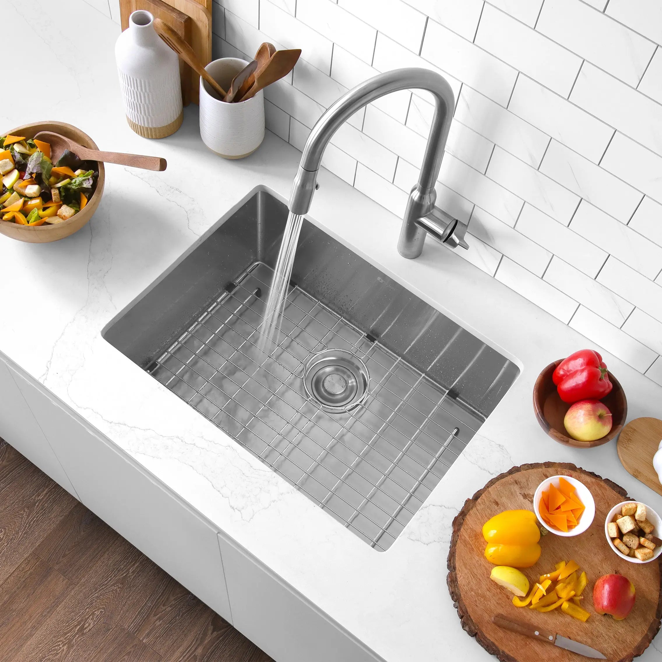 STYLISH 23 inch Single Bowl Undermount Stainless Steel Kitchen Sink S-307XG - Plumbing Market