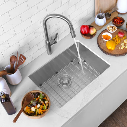 STYLISH 23 inch Single Bowl Undermount Stainless Steel Kitchen Sink S-307XG - Plumbing Market