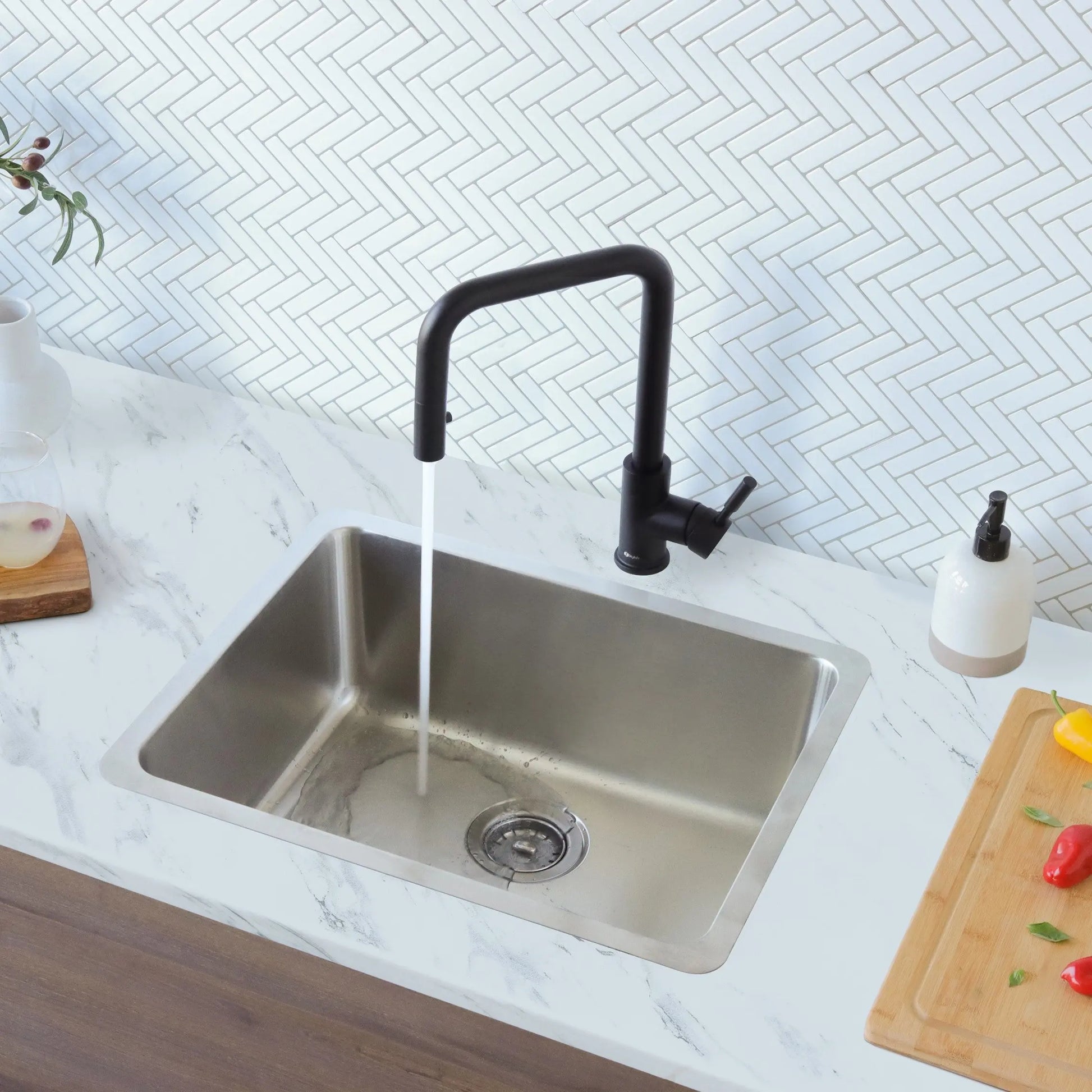 STYLISH 23 inch Single Bowl Undermount and Drop-in Stainless Steel Kitchen Sink S-203T - Plumbing Market