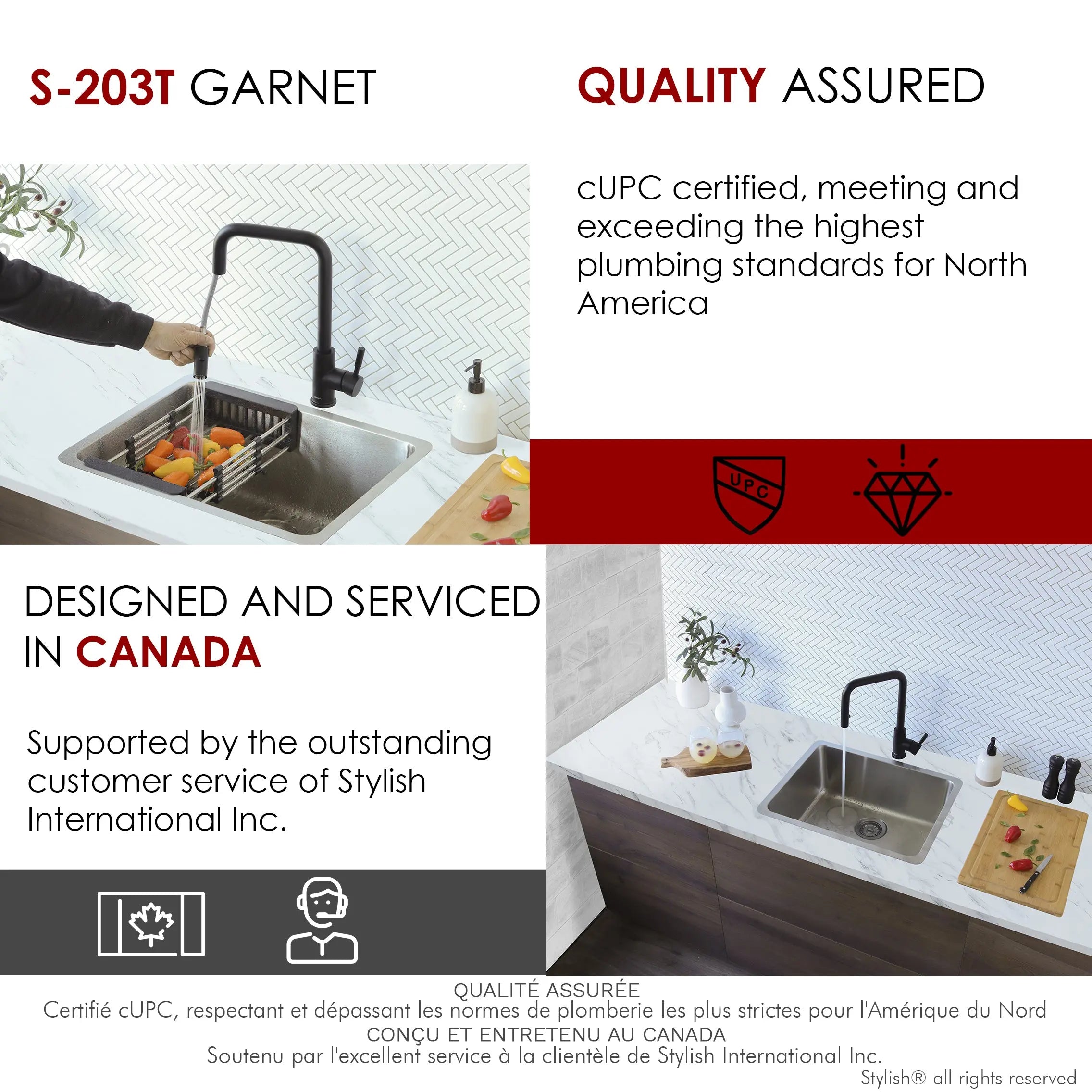 STYLISH 23 inch Single Bowl Undermount and Drop-in Stainless Steel Kitchen Sink S-203T - Plumbing Market